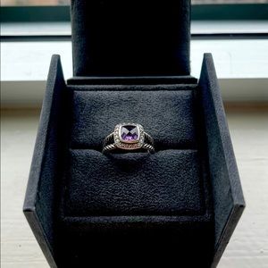 David Yurman: Petite Albion Ring with Amethyst and Diamonds - Size 6.5